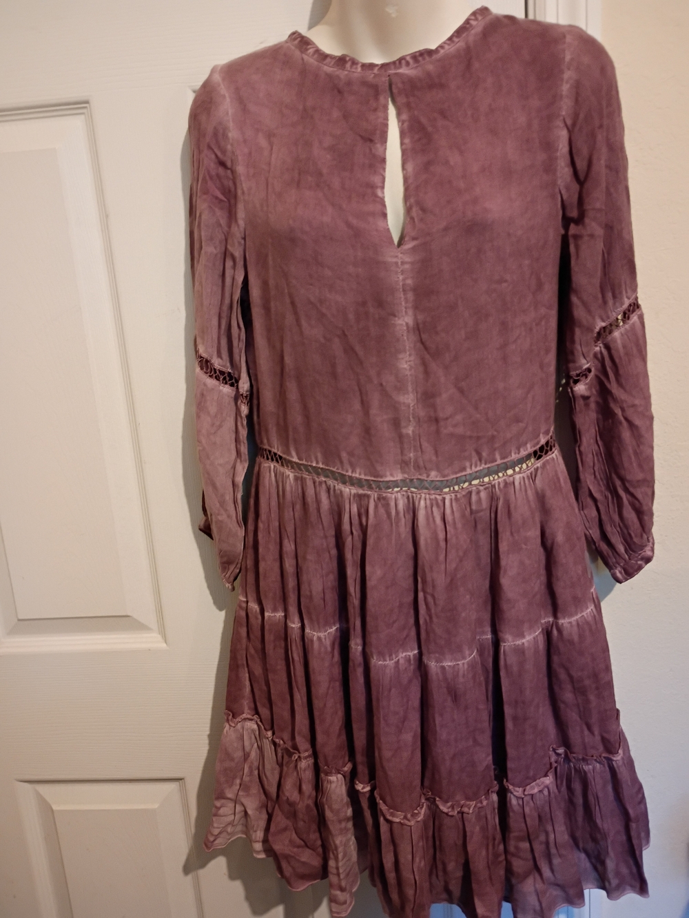 Women's Dusty Purple Long Sleeve Tiered Dress L